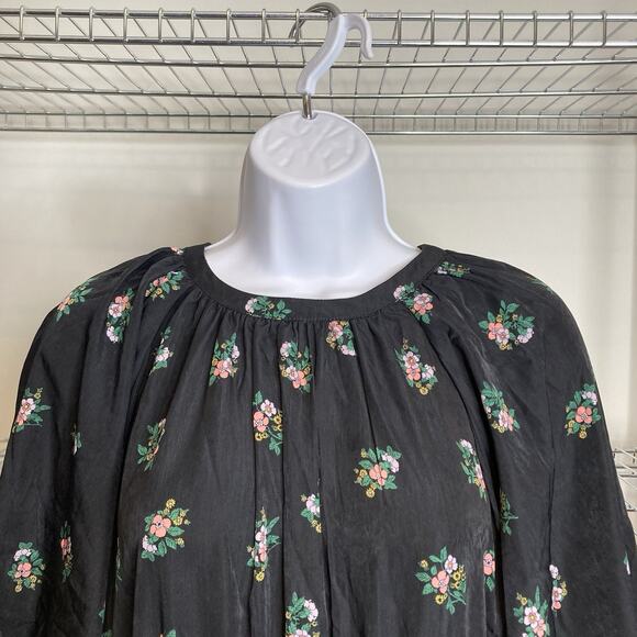 Zaikamoya‎ Women's Black Floral Midi Dress Size L Modest - Picture 7 of 11